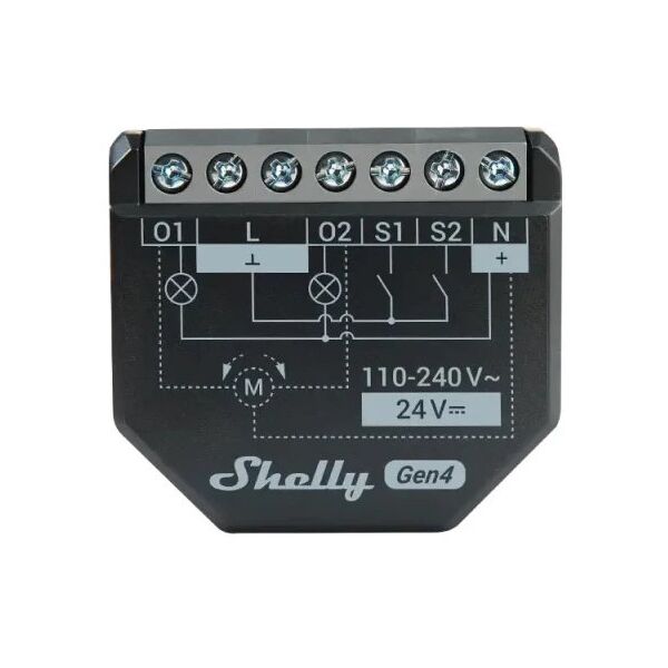 Shelly Relais "2PM Gen4" WLAN max. 16A 2 Kanäle BT Matter Zigbee Messfunktion Unterputz
