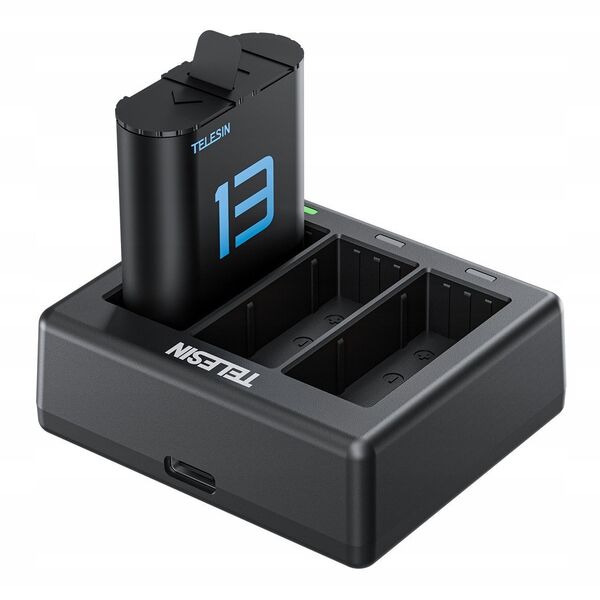 Ładowarka Usb + 2x Akumulator Bateria Do Gopro Hero 13 Black / Telesin / S0-ecb-07-tgp