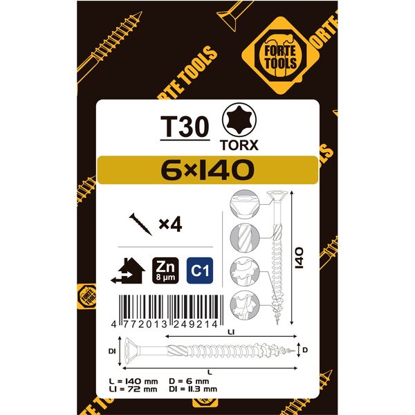 ΒΙΔΑ ΓΙΑ ΝΟΒΟΠΑΝ T30 6.0X140/72 ΛΕΥΚΟ ZN4PCS