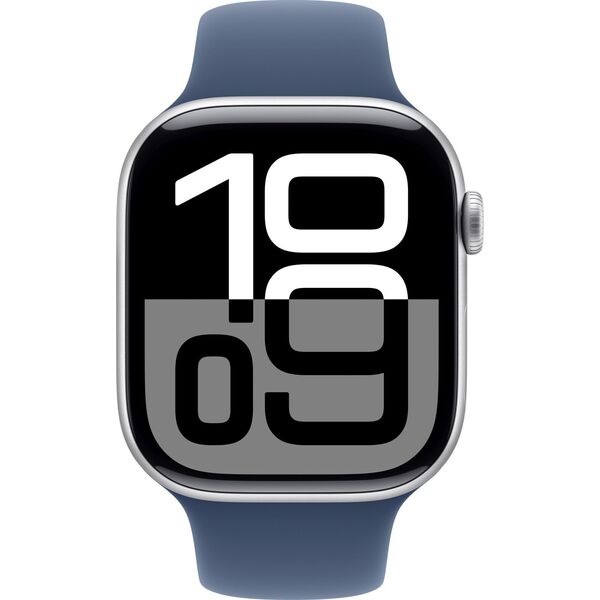 APPLE Watch Series 10 GPS 46mm Silver Aluminium CaSE, with Denim Sport Band - M/L