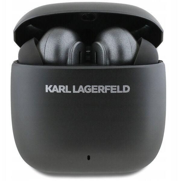Bezprzewodowe słuchawki dokanałowe Karl Lagerfeld Metal Printed Logo TWS ANC/ENC Bluetooth 5.4 (czarne)