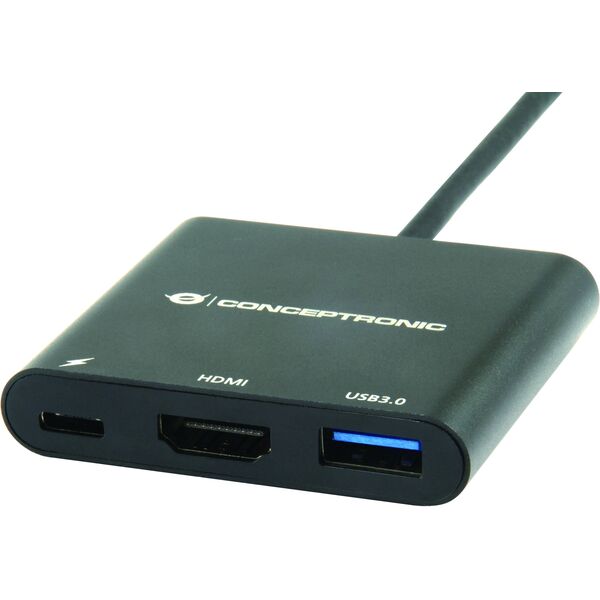 CONCEPTRONIC 3-1 Dock USB-C->HDMI,USB3.0,100WPD 25cm sw