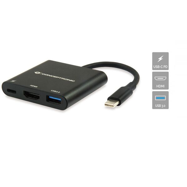 CONCEPTRONIC 3-1 Dock USB-C->HDMI,USB3.0,100WPD 25cm sw