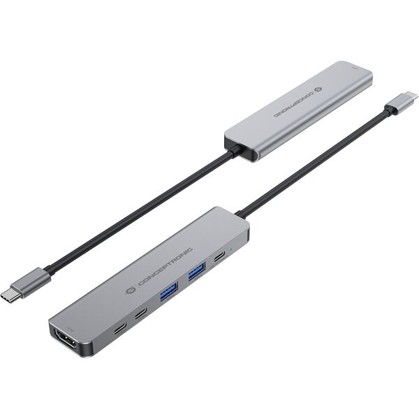 CONCEPTRONIC 6-1 Dock USB-C->HDMI,2xUSB-A,3xUSB-C,+ 25cm gr
