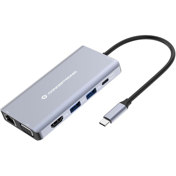 CONCEPTRONIC 10-1 Dock USB-C->HDMI,2xUSB-A,GbE,+ 25cm gr