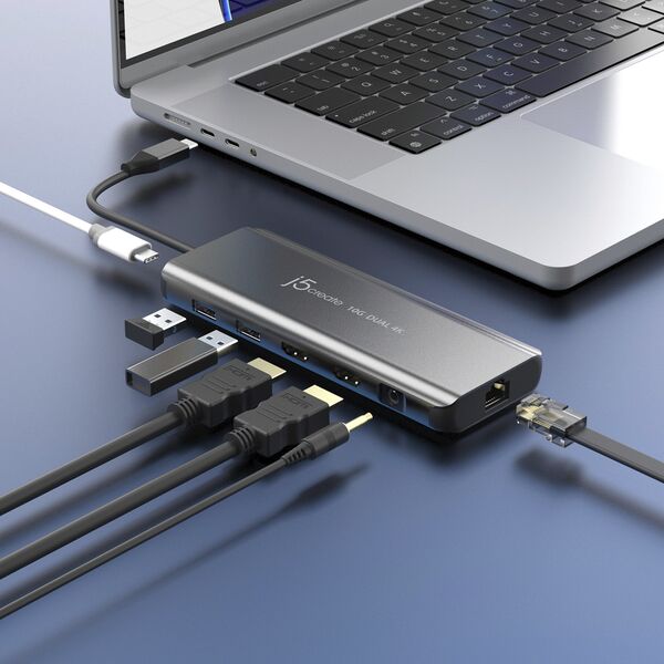 j5create JCD398-N stacja dokująca Przewodowa USB 3.2 Gen 2 (3.1 Gen 2) Type-C Szary