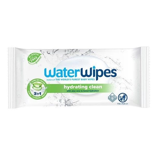 WaterWipes Hydrating Clean chusteczki nawilżane dla dzieci z ekstraktem z aloesu 60szt