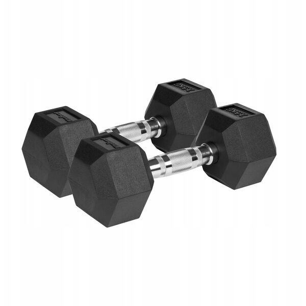 Hantle żeliwne gumowane HEX 2x7.5 kg REBEL ACTIVE