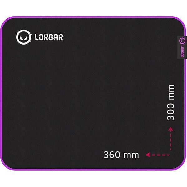 Podkładka Lorgar LORGAR Mousepad Main 313  360mmx300mmx3mm/High-speed/Black retail