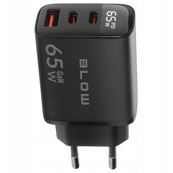 76-030# Ładowarka sieciowa gniazdo usb + usb-cx2 pd 65w gan czarna