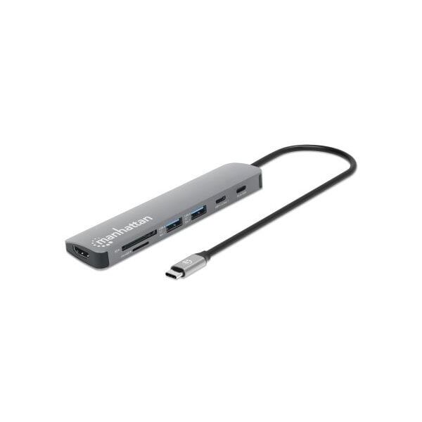Manhattan 190442 stacja dokująca Przewodowa USB 3.2 Gen 1 (3.1 Gen 1) Type-C Szary