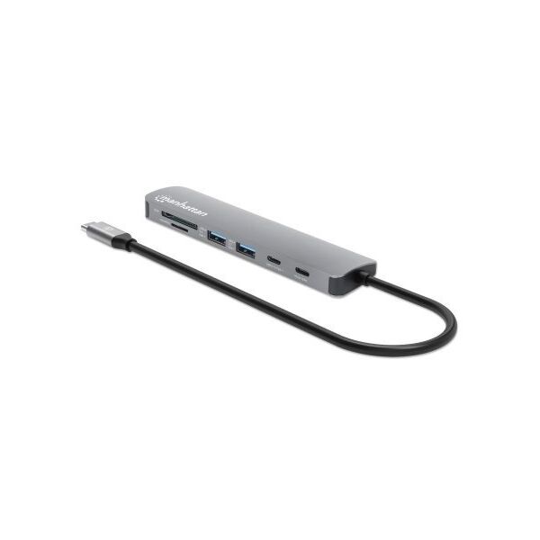 Manhattan 190442 stacja dokująca Przewodowa USB 3.2 Gen 1 (3.1 Gen 1) Type-C Szary