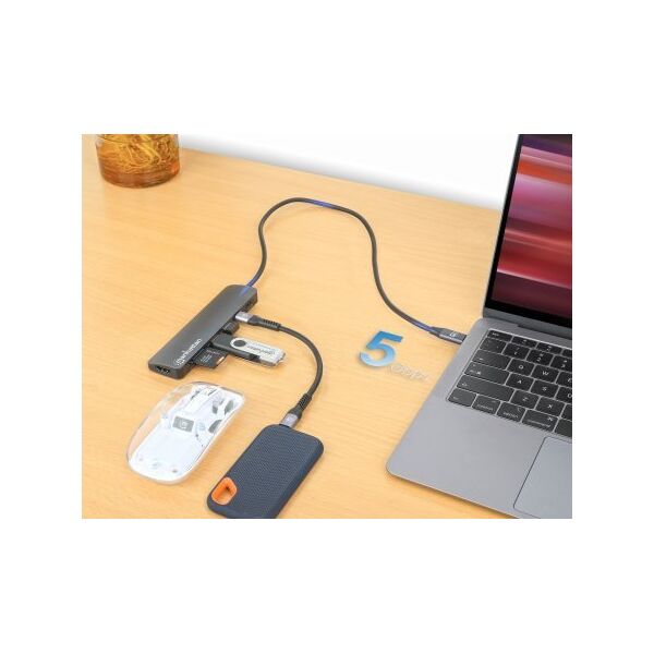 Manhattan 190442 stacja dokująca Przewodowa USB 3.2 Gen 1 (3.1 Gen 1) Type-C Szary