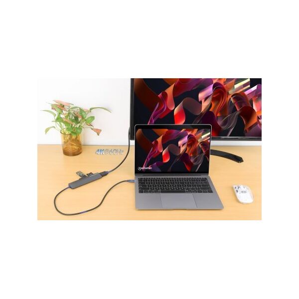Manhattan 190442 stacja dokująca Przewodowa USB 3.2 Gen 1 (3.1 Gen 1) Type-C Szary
