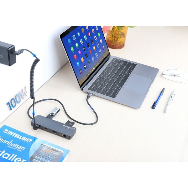 Manhattan 190459 stacja dokująca Przewodowa USB 3.2 Gen 1 (3.1 Gen 1) Type-C Szary