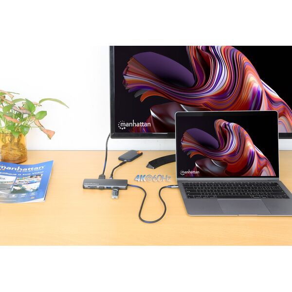 Manhattan 190459 stacja dokująca Przewodowa USB 3.2 Gen 1 (3.1 Gen 1) Type-C Szary