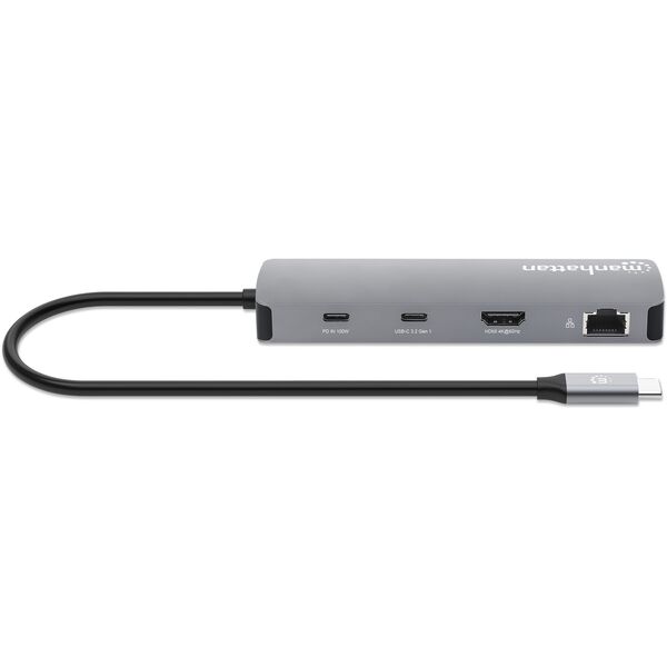 Manhattan 190459 stacja dokująca Przewodowa USB 3.2 Gen 1 (3.1 Gen 1) Type-C Szary
