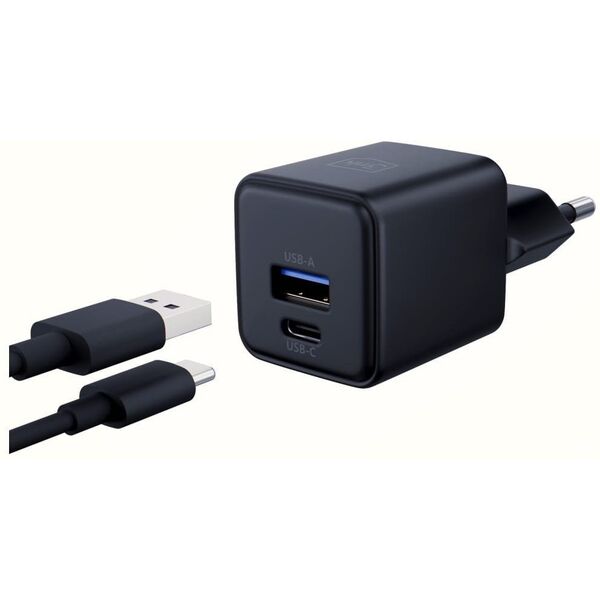 Ładowarka sieciowa 3MK Hyper GaN Charger 20W 1xUSB-A 1XUSB-C PD QC4+ czarny