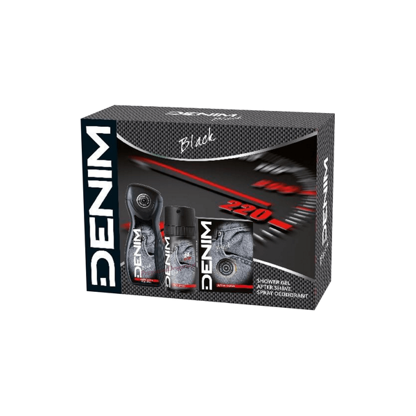 Denim Zestaw prezentowy Black (Woda po goleniu 100ml + Deo spray 150ml + Żel pod prysznic 250ml)