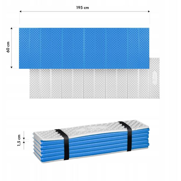 NC17103 KARIMATA SKŁADANA TURYSTYCZNA Z PODBICIEM ALUMINIOWYM + XPE 195 CM NIEBIESKA NILS CAMP