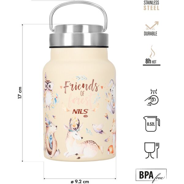 NC3806 BUTELKA NA WODĘ 520ML STALOWA FOREST NILS CAMP