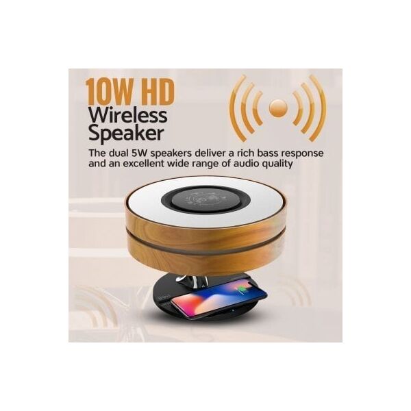 Promate Mirth 3σε1 / Νυχτερινό Φωτιστικό / Ηχείο Bluetooth 10W / Ασύρματη φόρτιση Qi / Ρολόι LED