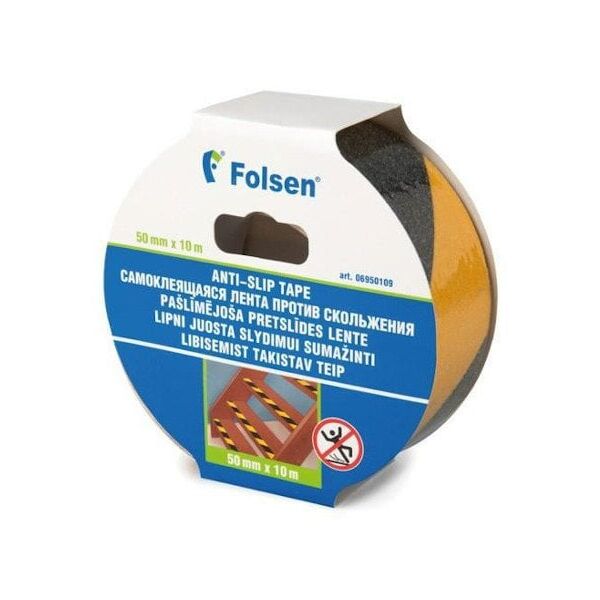Ταινία συγκόλλησης FOLSEN, 50 mm x 10 m, αντιολισθητική, μαύρο/κίτρινο