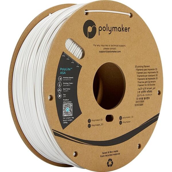 Polymaker PF01011 PolyLite Νήμα ASA UV-ανθεκτικό, ανθεκτικό στις καιρικές συνθήκες, ανθεκτικό στη θερμότητα 2.85 mm 1000 g Λευκό 1 τεμ