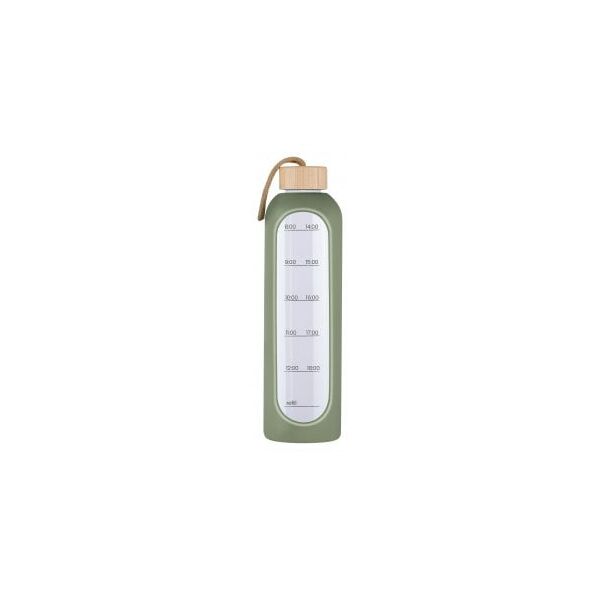 Butelka szklana KiCA Hydro Glass 1000 ml - oliwkowa