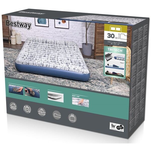 Bestway dwuosobowy materac welurowy Queen 203 x 152 x 30cm 67836 EDUKAMP