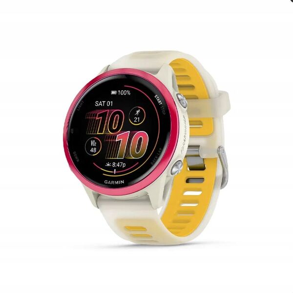 Garmin Forerunner® 570 - 42mm, Raspberry Aluminium with Translucent Bone/Mango Band