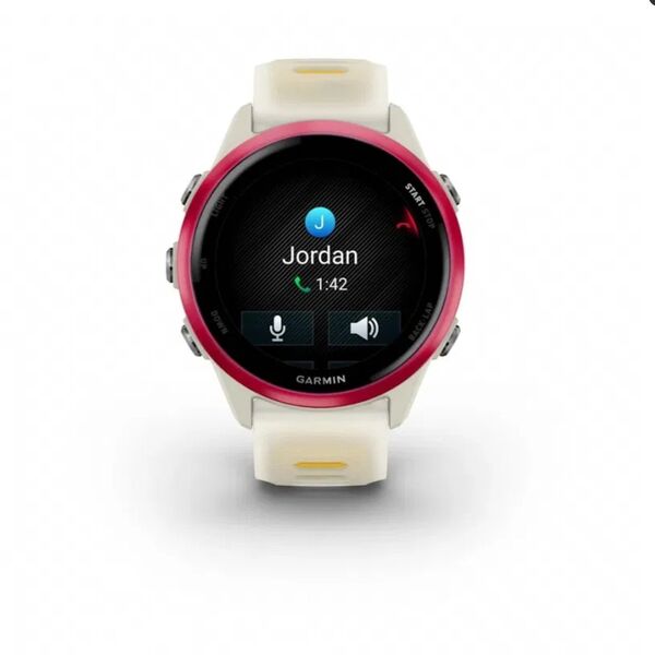 Garmin Forerunner® 570 - 42mm, Raspberry Aluminium with Translucent Bone/Mango Band