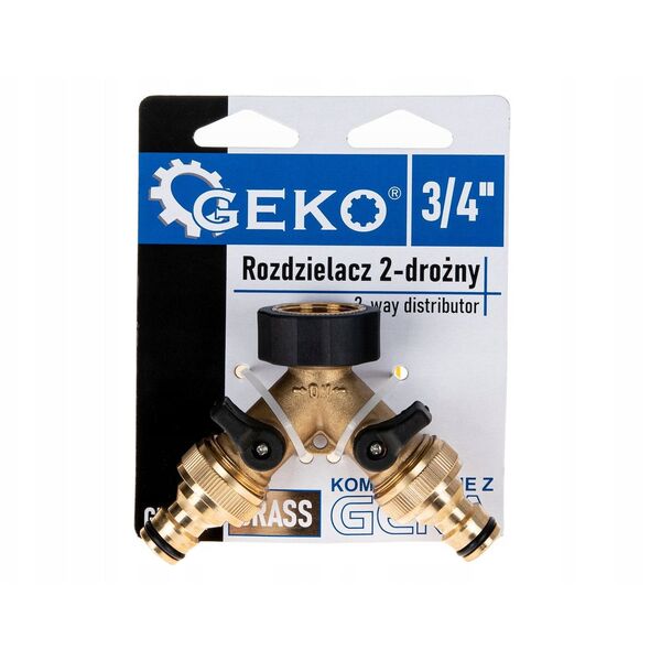 Διανομέας 2 κατευθύνσεων για βρύση GW3/4" x 2 GZ3/4" με βαλβίδες και ταχυσυνδέσμους (10/60)