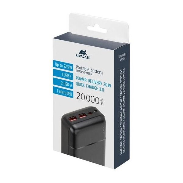 POWER BANK USB 20000MAH/VA2102 BLACK RIVACASE