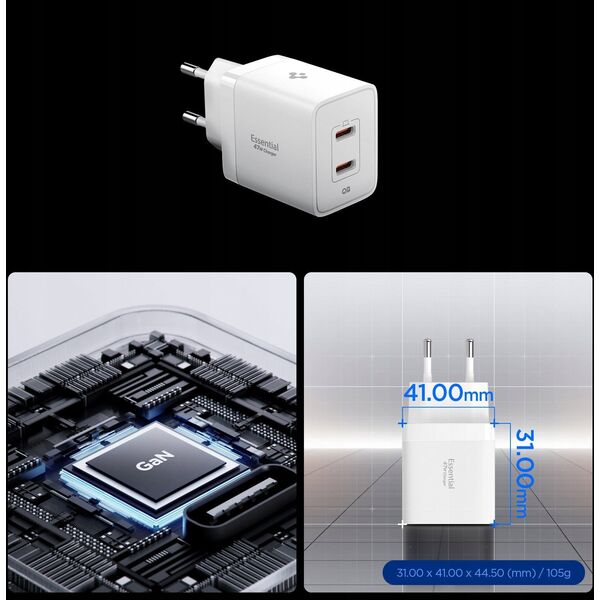 Spigen Essential 47W Wall Charger EE472EU, white