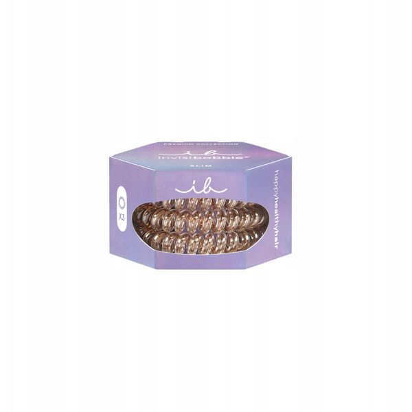 Spiralinės plaukų gumytės Invisibobble Slim Premium Bronze me Pretty, 3 vnt.