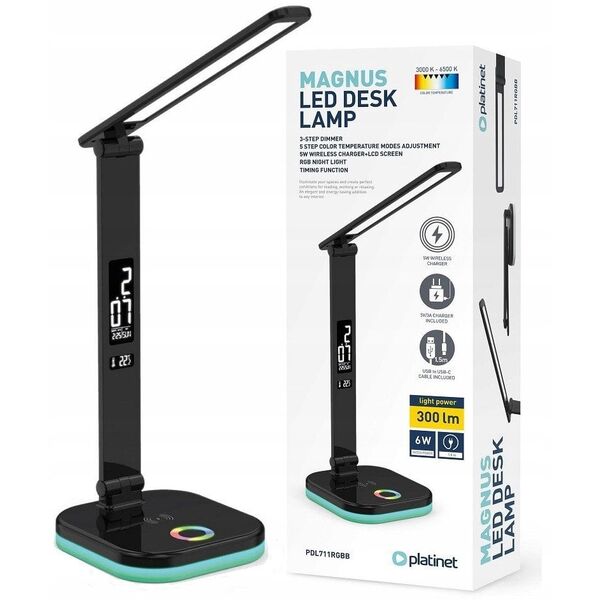 Platinet desk lamp PDL711RGB, black (46217)
