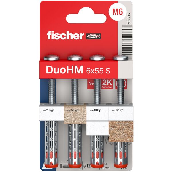 Hollow construction dowel DuoHM 6x55 S PH TX, Fischer, 4 pcs.
