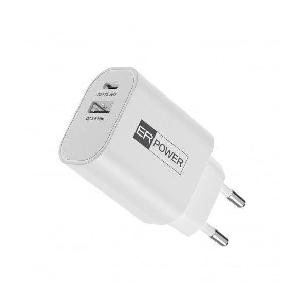 ER Power Dual GaN Charger - ładowarka sieciowa USB-C/USB-A PD/PPS/QC 30W biała - Gwarancja bezpieczeństwa. Proste raty. Bezpłatna wysyłka od 170 zł.