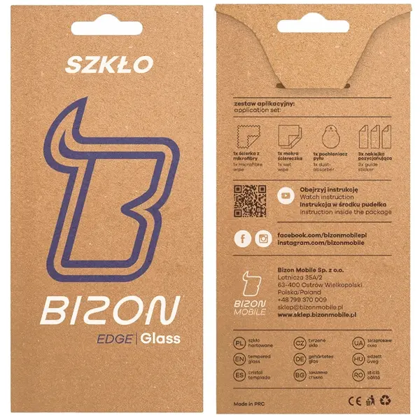 Szkło hartowane Bizon Glass Edge 3D do Oppo Reno13 Pro czarna ramka