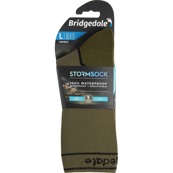 Bridgedale Skarpety wodoodporne Bridgedale StormSock Mid Boot - khaki/olive 44 - 47