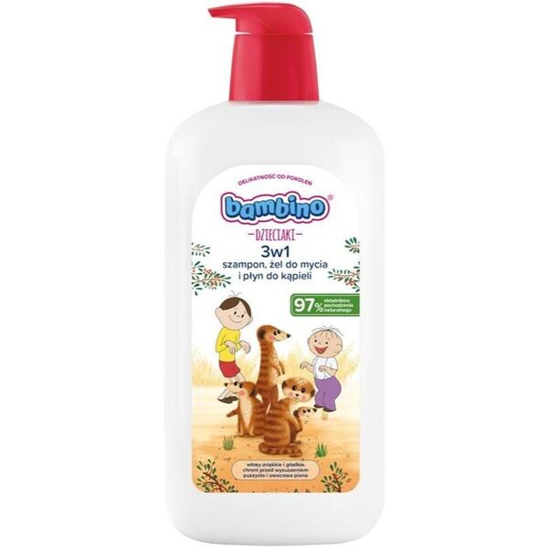 Bambino Dzieciaki 3w1 szampon żel pod prysznic i płyn do kąpieli Surykatki 1000ml