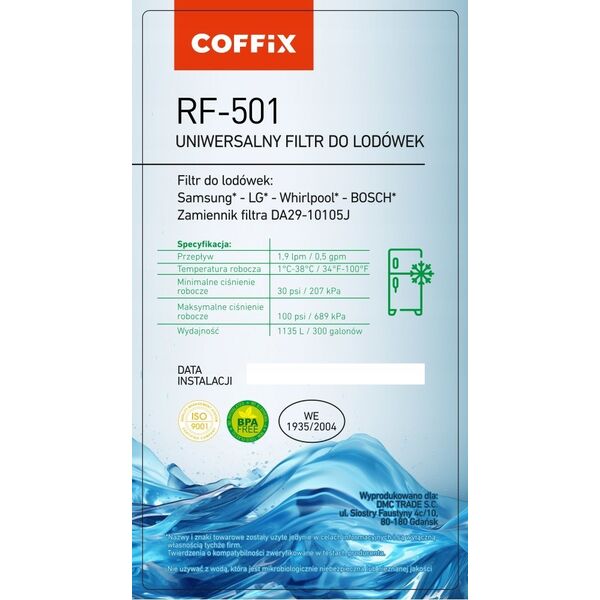 Filtr do lodówki zamiennik - Coffix RF501