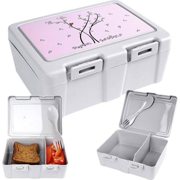 Orion Pojemnik śniadaniowy z przegrodą na śniadanie sałatkę lunchbox sztućce śniadaniówka serce 1 l