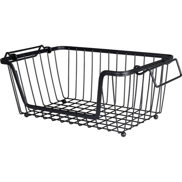 Vilde Koszyk na owoce i warzywa metalowy czarny loft 32x20x13,5 cm