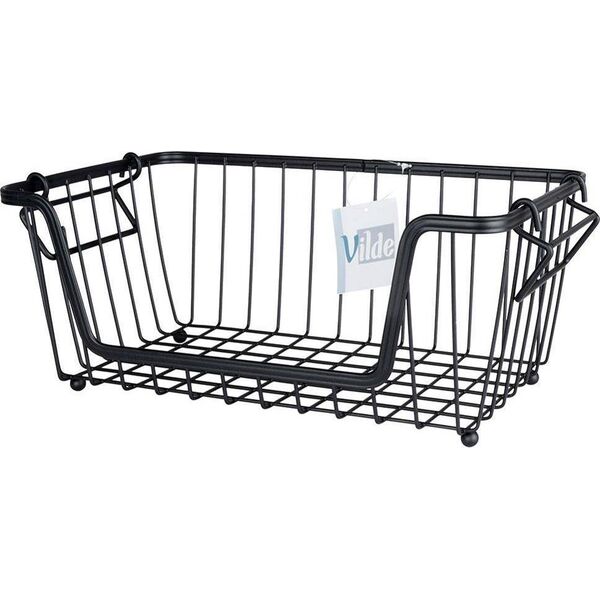 Vilde Koszyk na owoce i warzywa metalowy czarny loft 32x20x13,5 cm