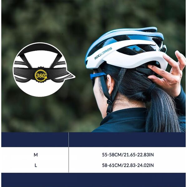RockBros Kask rowerowy uniwersalny regulowany rozmiar L niebiesko-biały ROCKBROS