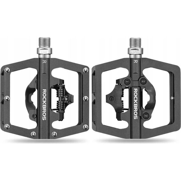 RockBros Zestaw pedałów rowerowych MTB z zatrzaskami SPD Shimano - czarne ROCKBROS