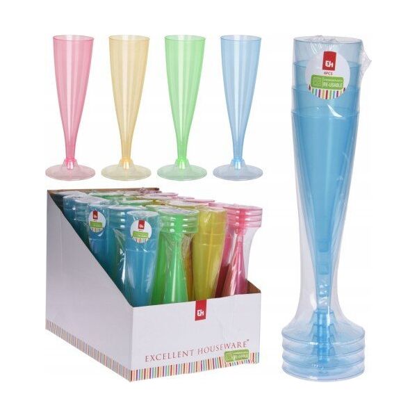 Koopman Kieliszki do szampana plastikowe zestaw 4 szt
