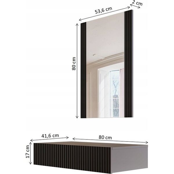 Triton Toaletka z lustrem PAFOS 80x41,6x100 czarny mat